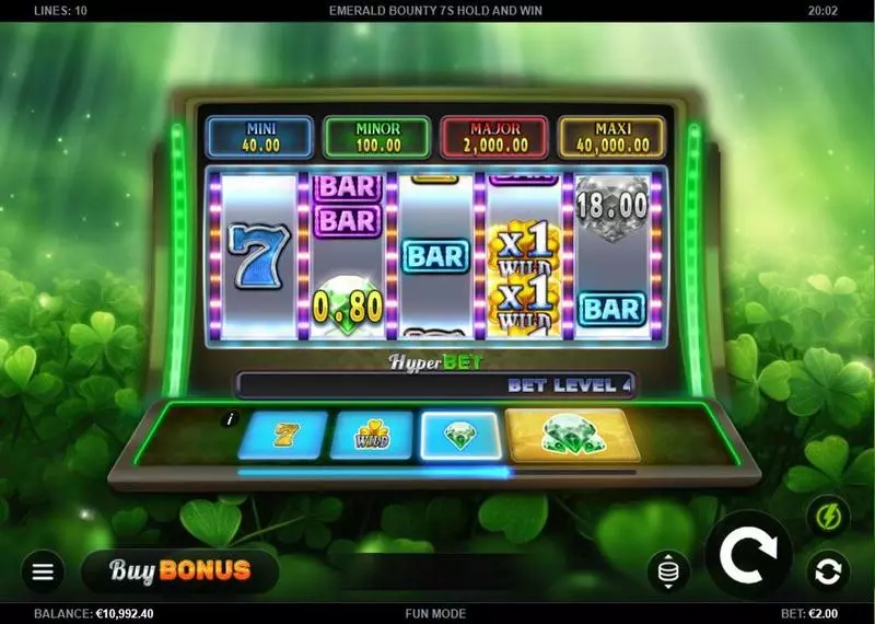 Main Screen Reels - Kalamba Games  Emerald Bounty 7s Hold and Win Slot
