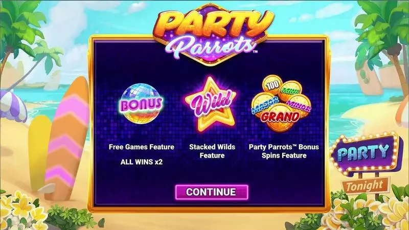 Info and Rules - Greentube  Party Parrots Slot