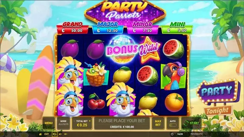 Main Screen Reels - Greentube  Party Parrots Slot