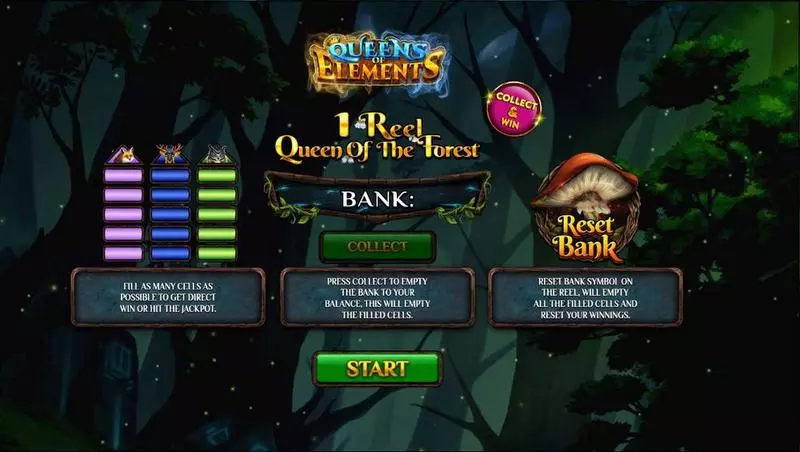 Introduction Screen - Spinomenal 1 Reel Queen Of The Forest Slot