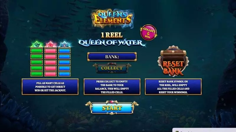 Introduction Screen - Spinomenal 1 Reel Queen Of Water Slot
