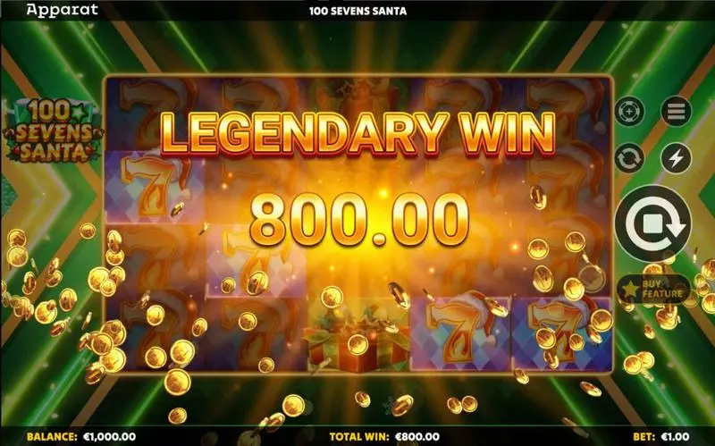 Winning Screenshot - Apparat Gaming 100 Sevens Santa Slot