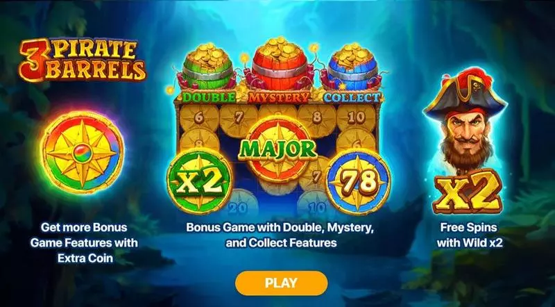 Introduction Screen - Playson 3 Pirate Barrels - Hold and Win Slot