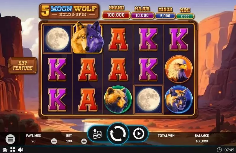 Main Screen Reels - Apparat Gaming 5 Moon Woolf Slot