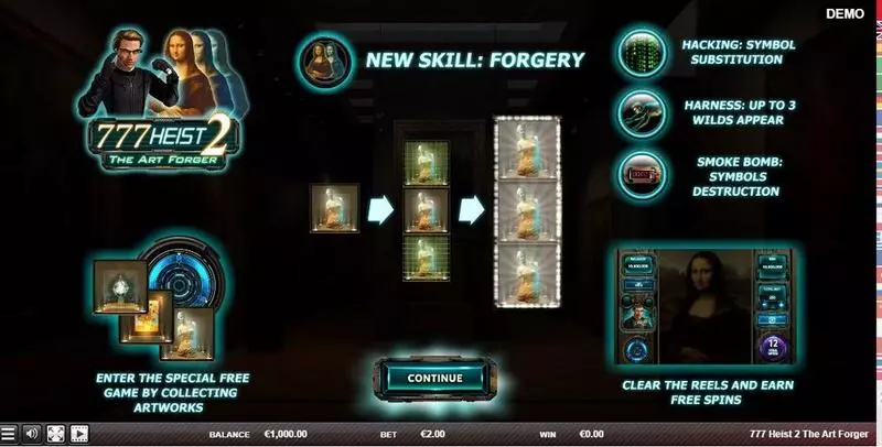 Info and Rules - Red Rake Gaming 777 Heist 2 The Art Forgery Slot