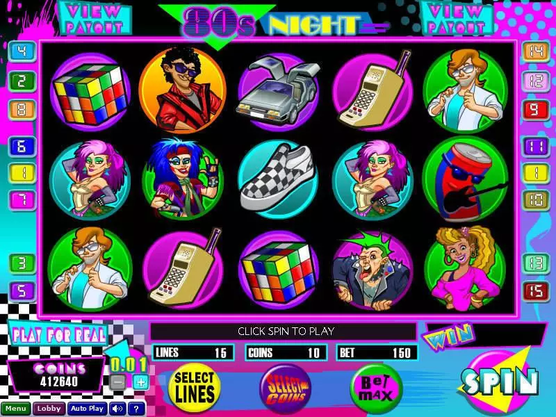 Main Screen Reels - Wizard Gaming 80s Night Slot