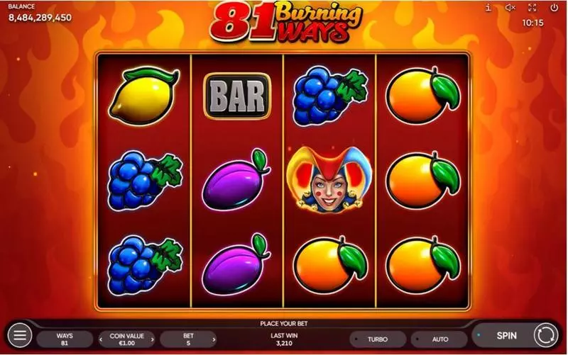 Main Screen Reels - Endorphina 81 Burning Ways Slot