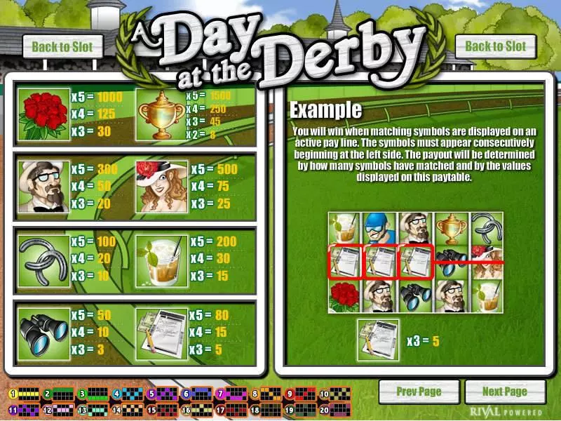 Info and Rules - Rival A Day at the Derby Slot
