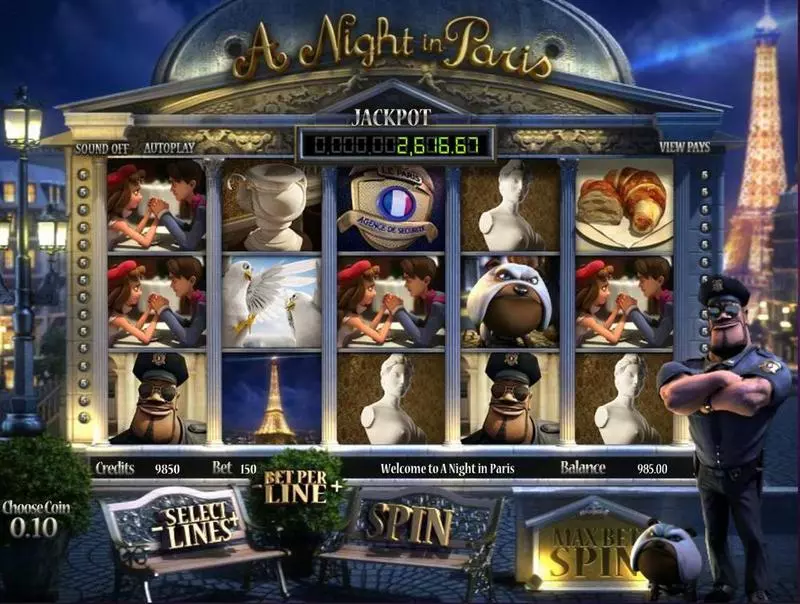 Introduction Screen - BetSoft A night in Paris Slot