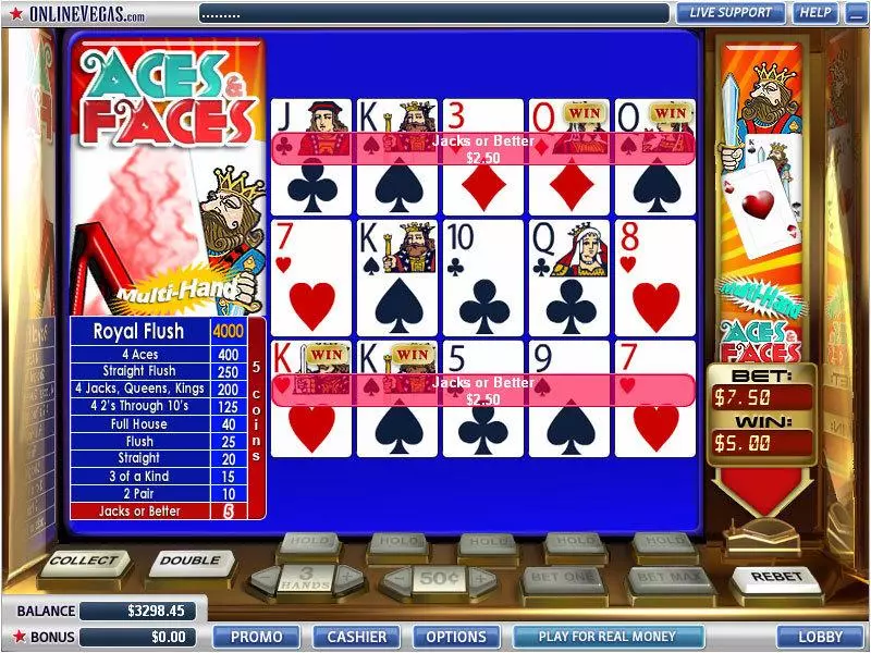 Introduction Screen - WGS Technology Aces and Faces 3 Hands Poker Video Poker