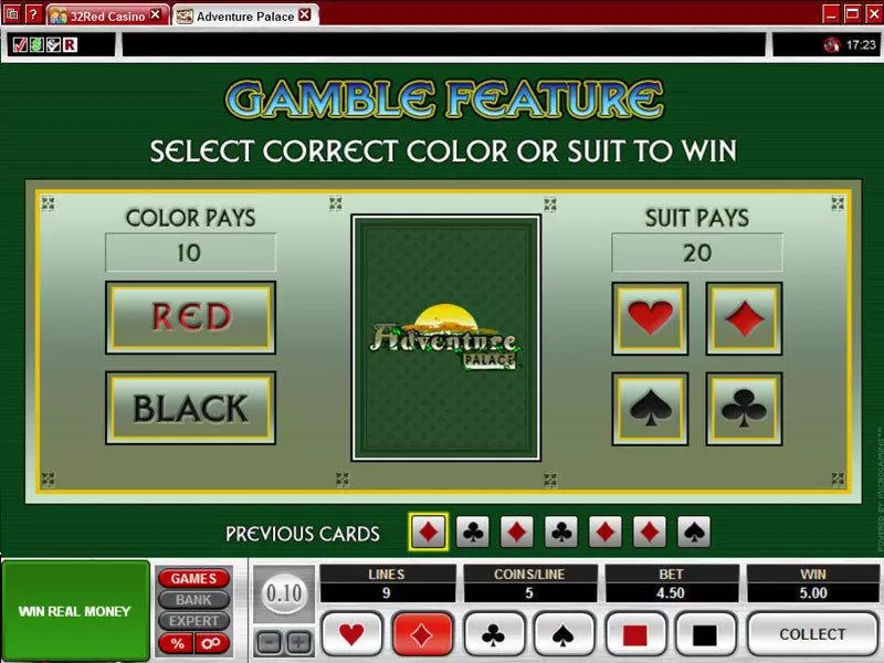 Gamble Screen - Microgaming Adventure Palace Slot