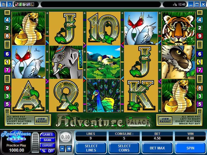 Main Screen Reels - Microgaming Adventure Palace Slot