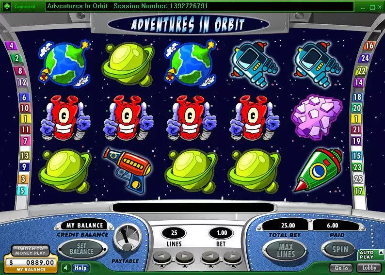 Main Screen Reels - 888 Adventures in Orbit Slot