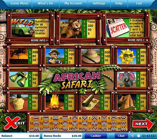 Info and Rules - Leap Frog African Safari Slot