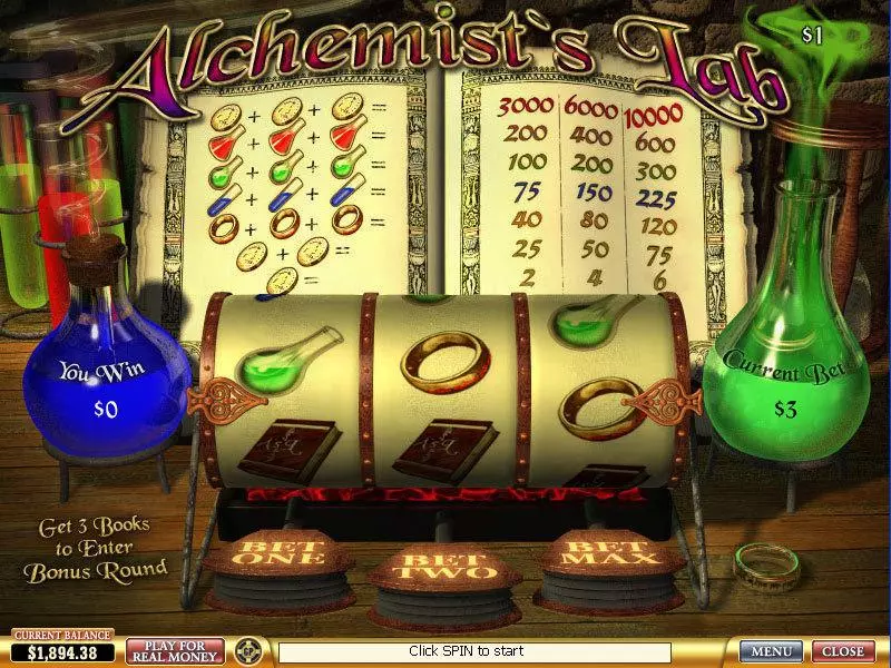 Main Screen Reels - PlayTech Alchemists Lab Slot