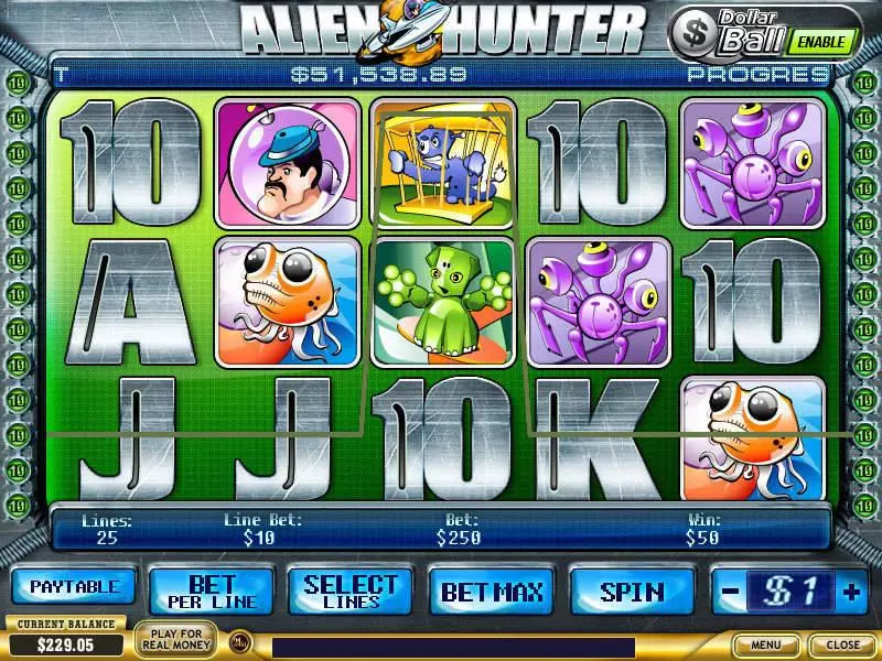 Main Screen Reels - PlayTech Alien Hunter Slot