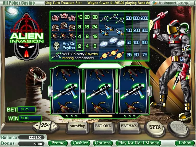 Main Screen Reels - WGS Technology Alien Invasion Slot