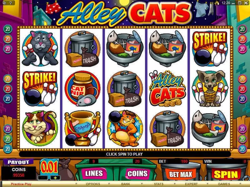 Main Screen Reels - Microgaming Alley Cats Slot