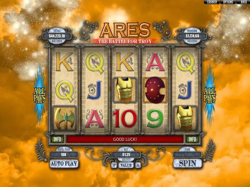Main Screen Reels - RTG Ares: The Battle for Troy Slot