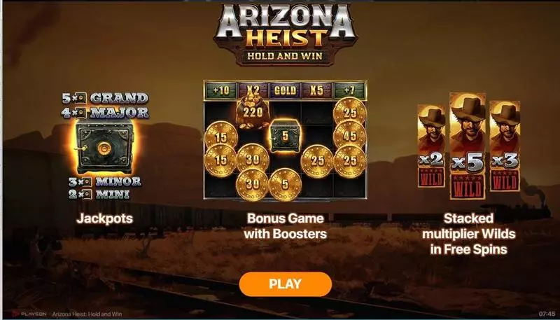 Introduction Screen - Playson Arizona Heist - Hold and Win Slot