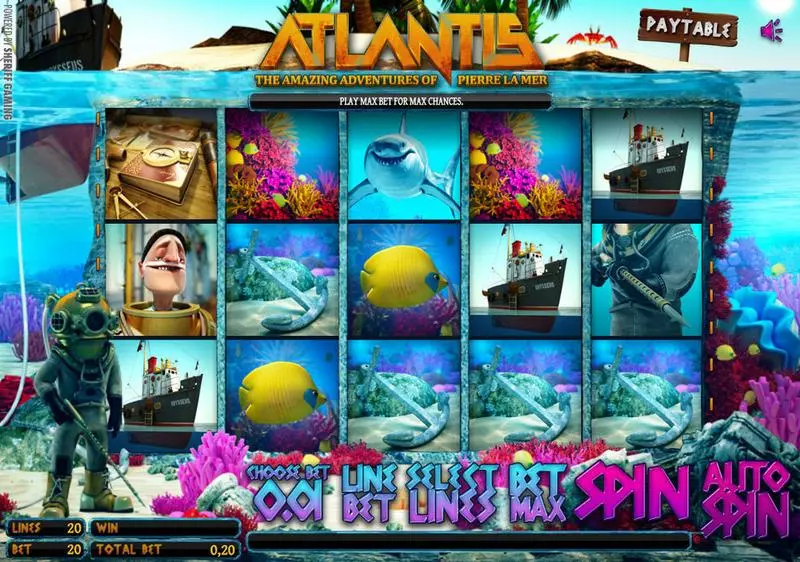 Main Screen Reels - Sheriff Gaming Atlantis Slot