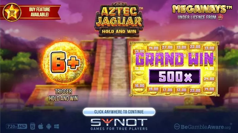 Introduction Screen - Synot Games Aztec Jaguar Megaways Slot