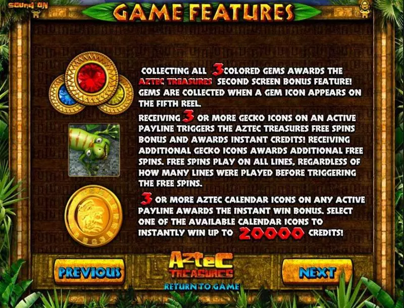 Info and Rules - BetSoft Aztec Treasures Slot