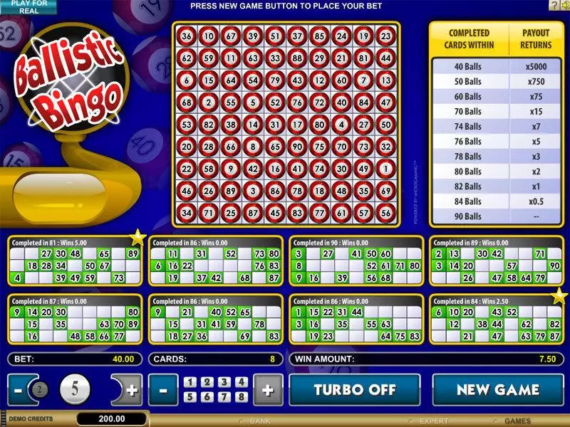 Introduction Screen - Microgaming Ballistic Bingo Parlor