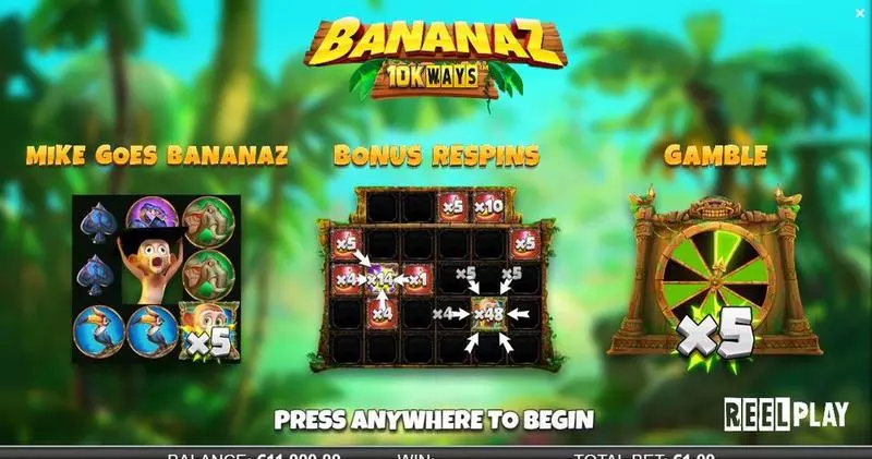 Info and Rules - ReelPlay Bananaz 10K Ways Slot