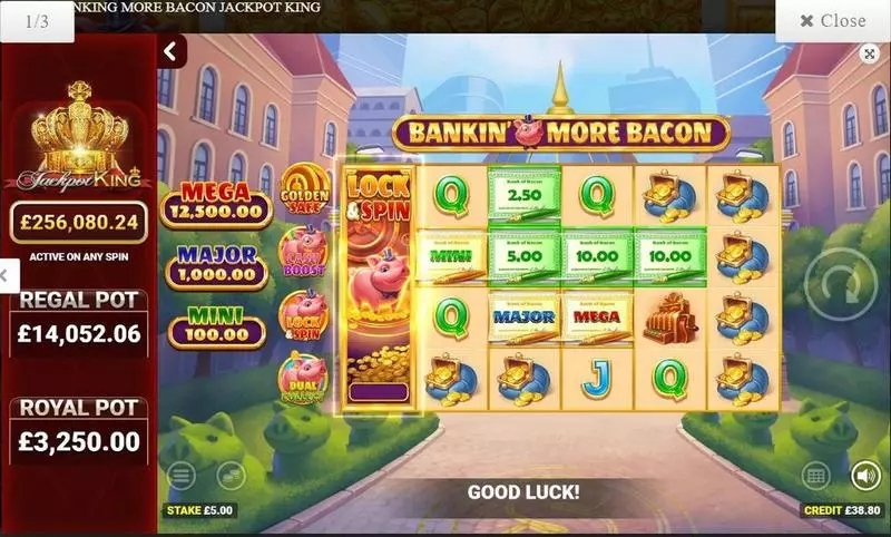 Introduction Screen - Blueprint Gaming Bankin' more bacon Jackpot King Slot