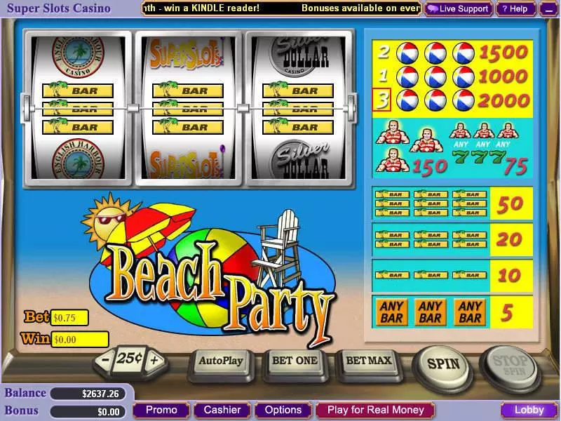Main Screen Reels - Vegas Technology Beach Party Slot