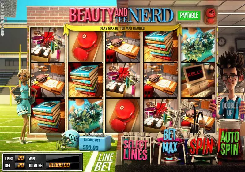 Main Screen Reels - Sheriff Gaming Beauty and the Nerd Slot
