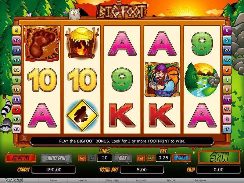 Main Screen Reels - bwin.party Bigfoot Slot