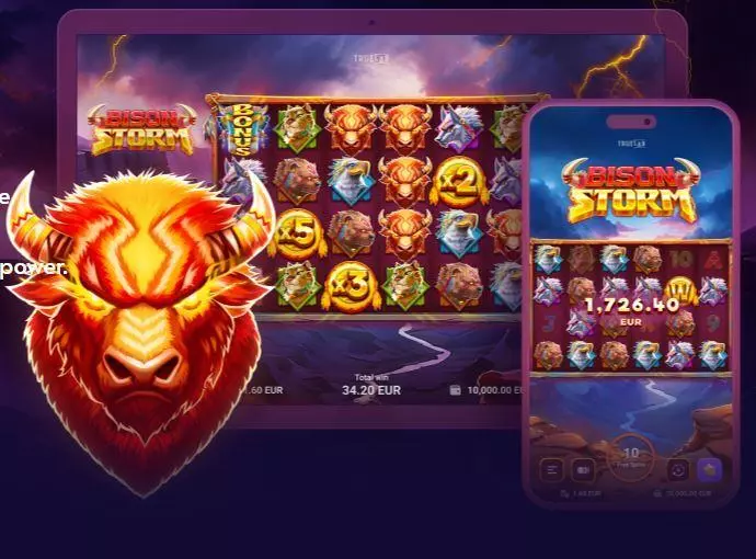 Introduction Screen - TrueLab Games Bison Storm Slot