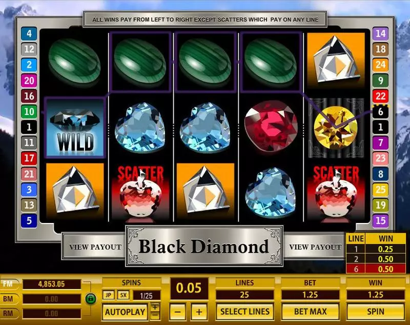 Main Screen Reels - Topgame Black Diamond 25 Lines Slot
