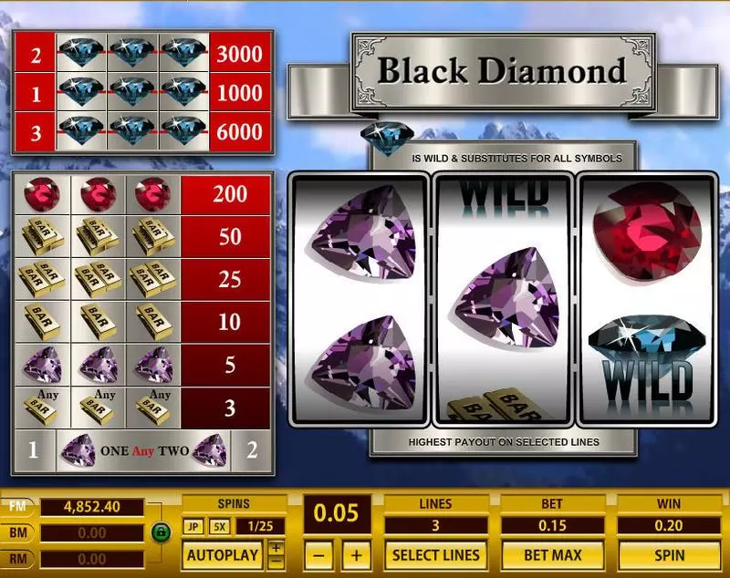 Main Screen Reels - Topgame Black Diamond 3 Lines Slot