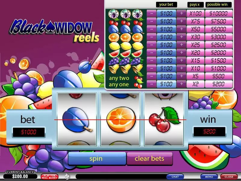 Main Screen Reels - PlayTech Black Widow Reels Slot