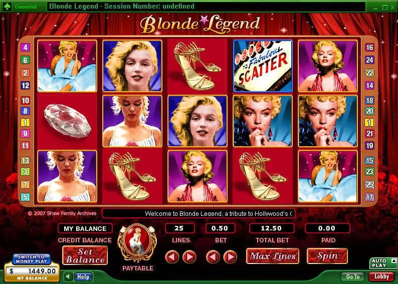 Main Screen Reels - 888 Blonde Legend Slot