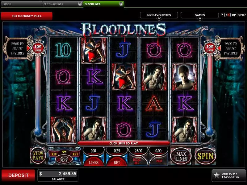 Main Screen Reels - Genesis Bloodlines Slot