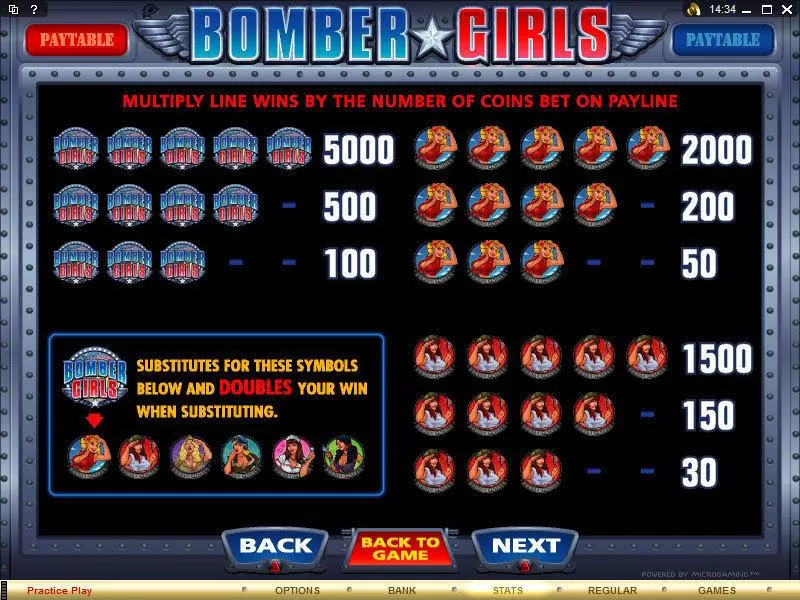 Info and Rules - Microgaming Bomber Girls Slot