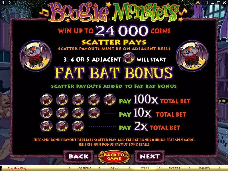 Info and Rules - Microgaming Boogie Monsters Slot