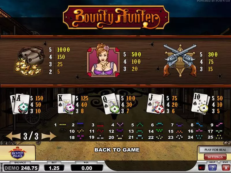 Info and Rules - Play'n GO Bounty Hunter Slot