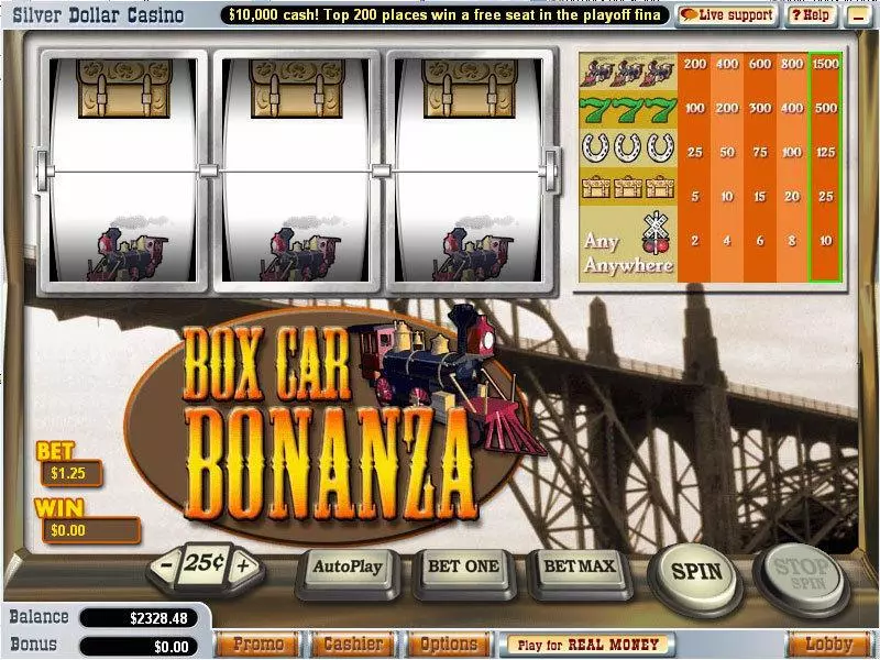 Main Screen Reels - Vegas Technology Box Car Bonanza Slot
