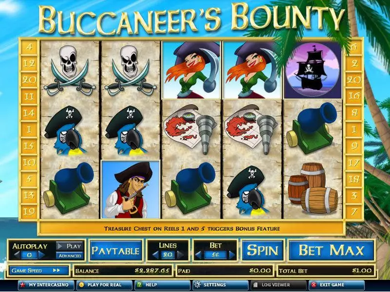 Main Screen Reels - CryptoLogic Buccaneer's Bounty 20 Lines Slot