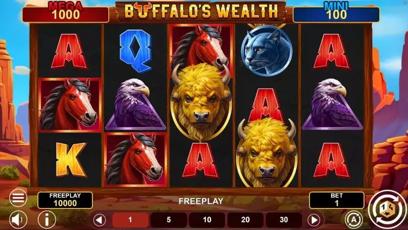 Main Screen Reels - 1Spin4Win Buffalo's Wealth Win Spins Slot