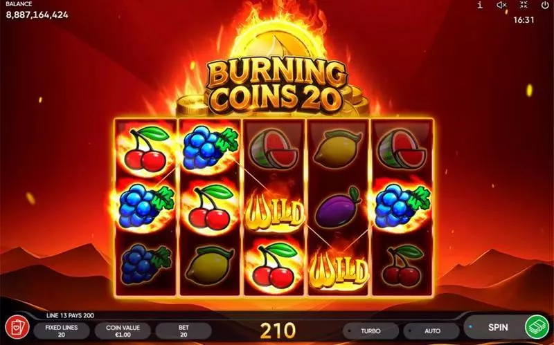 Main Screen Reels - Endorphina Burning Coins 20 Slot