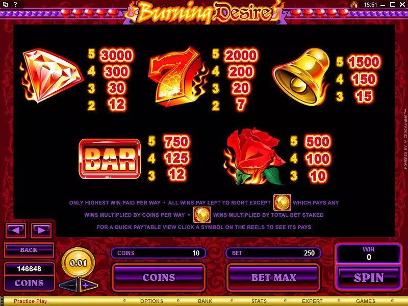 Info and Rules - Microgaming Burning Desire Slot