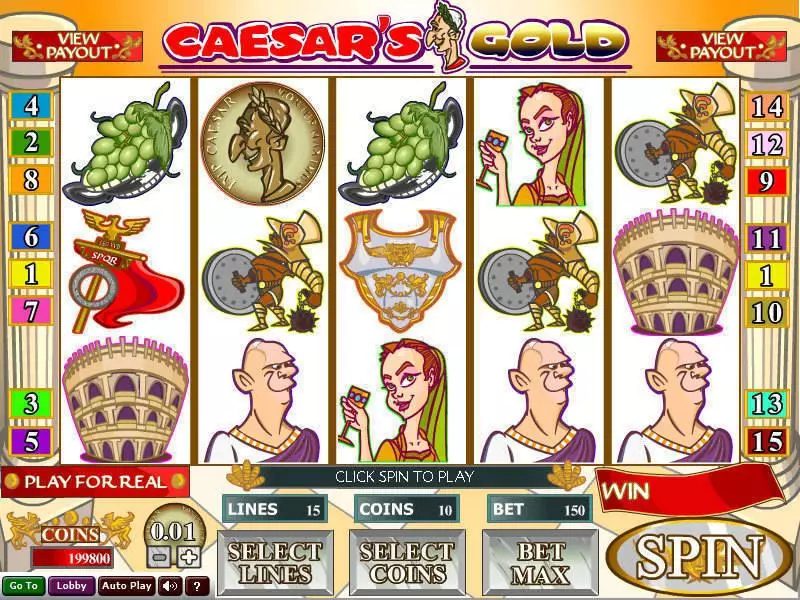 Main Screen Reels - Wizard Gaming Caesar's Gold Slot
