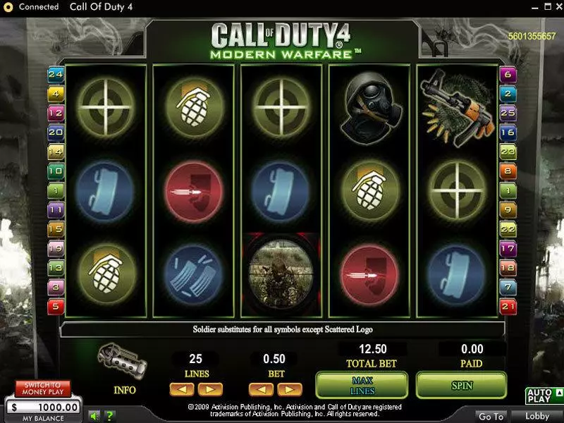 Main Screen Reels - 888 Call of Duty 4 Modern Warfare Slot