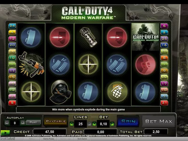 Main Screen Reels - bwin.party Call of Duty 4 Slot